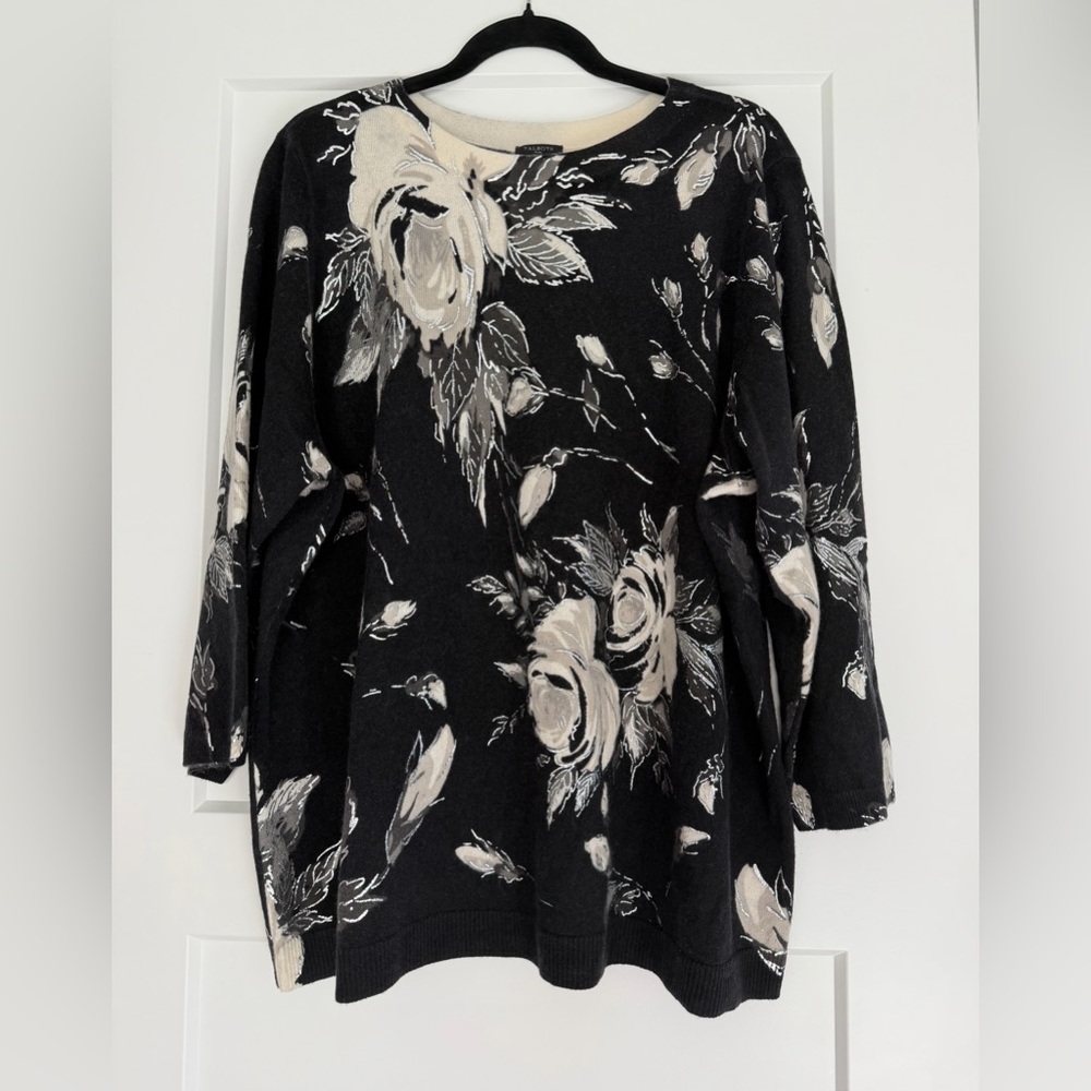 Black Floral Crewneck Sweater - Women's
